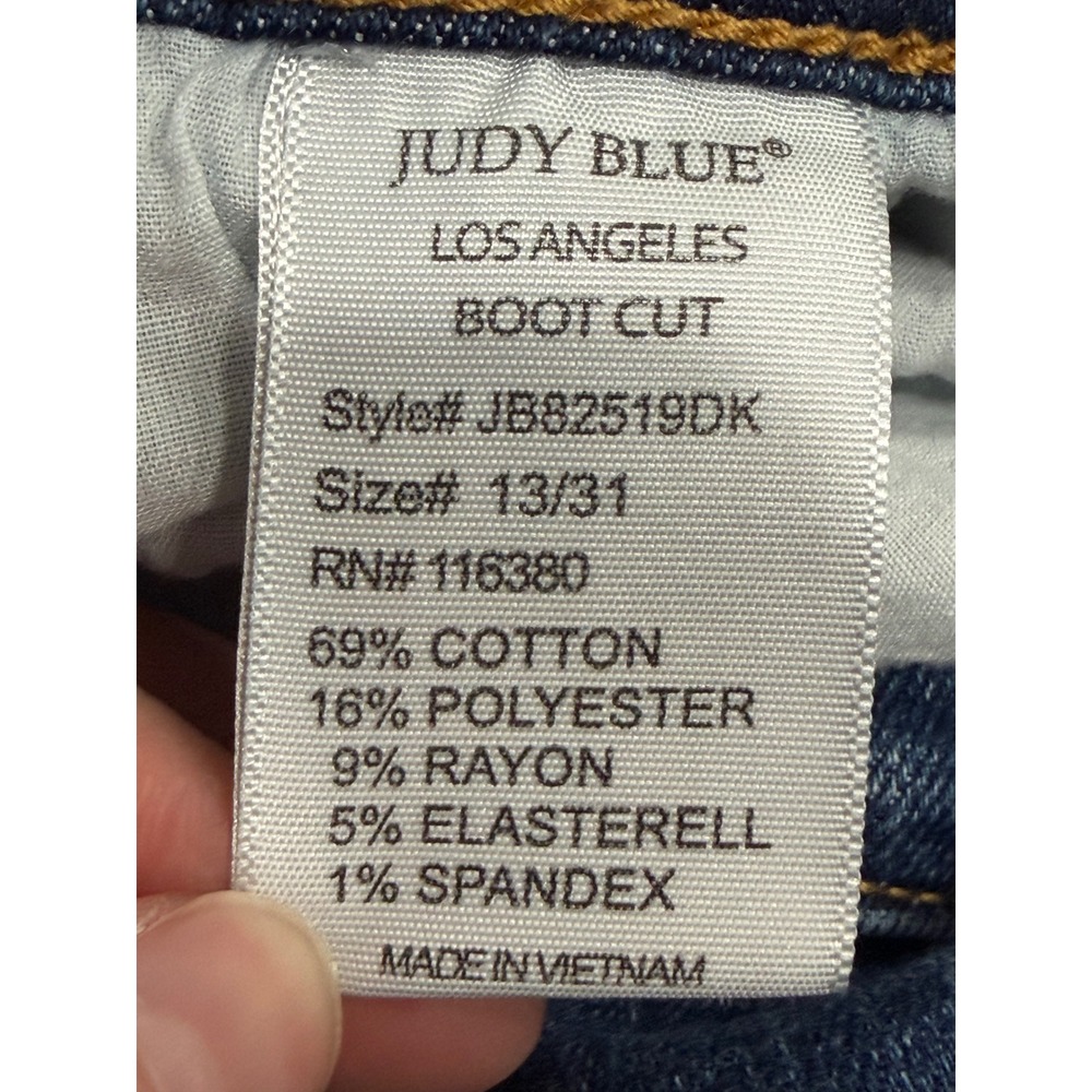 Judy Blue Daisy Raw Hem Bootcut Jeans Sz 31 Stretch Western Y2K Coastal Cowgirl - Picture 10 of 11